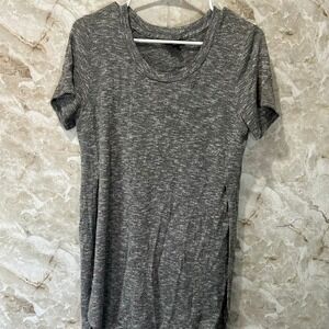 Womens Mossimo Gray Heathered Short Sleeve Tunic Top with Side‎ Slits Size Small